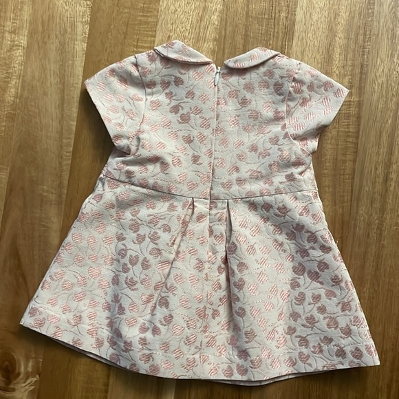 NWT Tartine et Chocolat Baby Girl Pink Floral Jacquard Dress, 3m - Picture 4 of 6